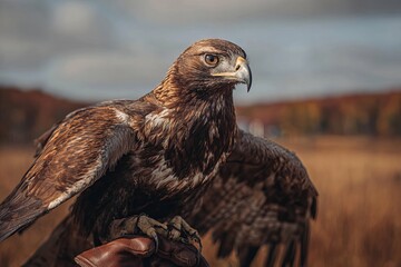 Eagle in a falconer's glove