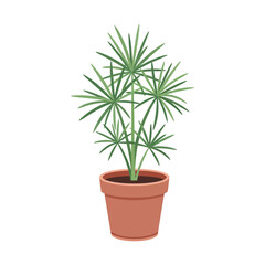 Stylized indoor plant illustration showcasing simplicity and greenery with terracotta pot element