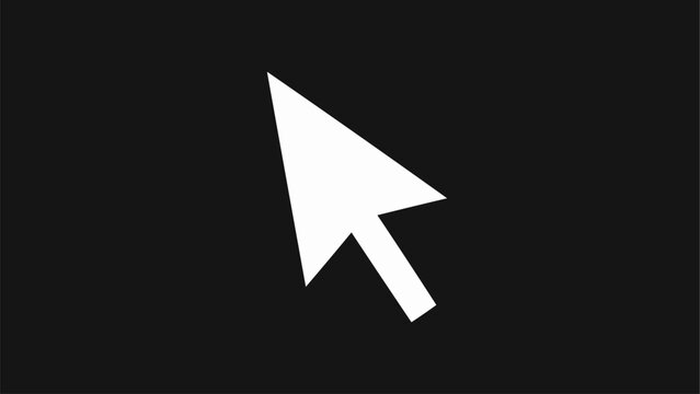White mouse cursor arrow pointing upwards on a black background.