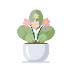 Delicate pink floral arrangement in white pot creating a serene indoor botanical scene