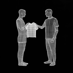 Wireframe Business Handshake Agreement Concept