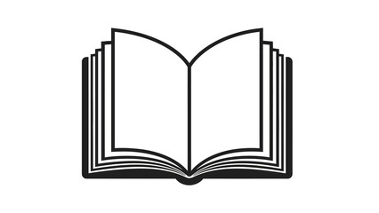 Open book black and white outline with pages fanned