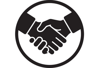 Strong professional handshake icon symbolizing trust partnership and successful business agreement sealed within a modern circular emblem