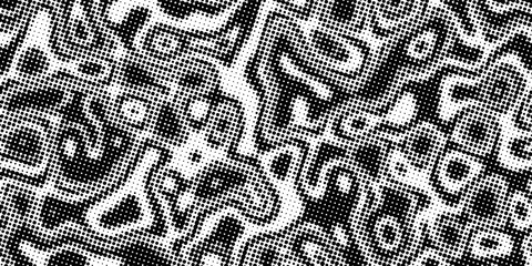 Black and White Halftone Abstract Seamless Pattern. Modern trendy design in Vector Illustration