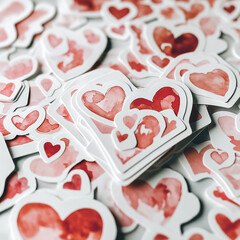 Scattered Love Heart Stickers Background