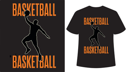 Basketball Player Silhouette T- Shirt Design jumping