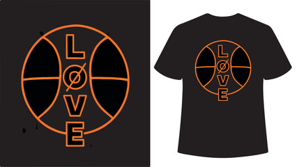 Basketball Love Typography T- Shirt Design heart sport