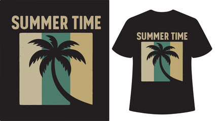 Summer time palm tree retro stripes t-shirt design