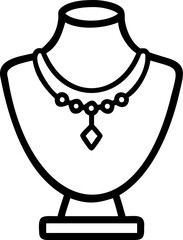 Necklace and earrings displayed on a jewellery stand against a clean white background
