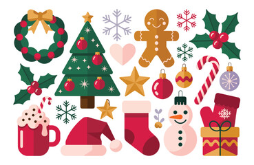 Fototapeta premium Festive christmas design with traditional colors and classic fonts