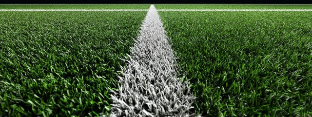 Crisp White Line Marking on Artificial Turf with Detailed Texture and Vivid Green Color for Sports Fields