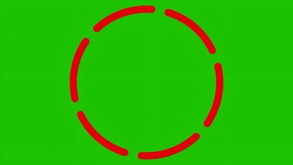 Round red circle sign icon isolated on green screen background