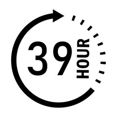 Thirty-nine hour duration clock icon graphic.