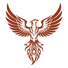 Phoenix Tribal Tattoo Design. Fiery Mythical Bird Symbol of Rebirth and Strength.