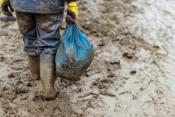 Volunteers Cleaning Polluted Water – Environmental Care, Pollution Fight, and Community Action Concept