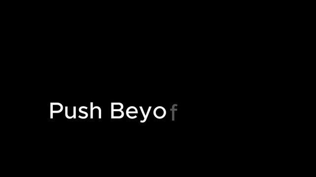 A black background with the words push beyond lx in white centered in the image frame