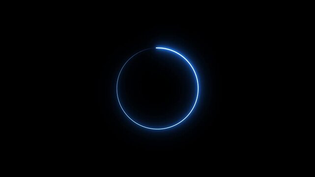 Blue Neon Circle on Black Background abstract glowing