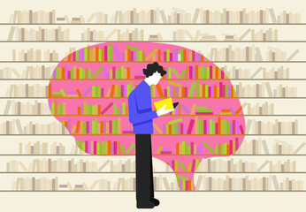 Brain mental library storage illustration