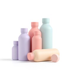 Pastel color water bottles reusable stainless steel eco friendly minimalist aesthetic product photography
