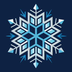 Geometric snowflake vector design with symmetrical winter pattern in cmyk colors for creative projects