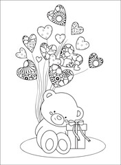 Valentines coloring Page - valentines day, love, heart, hearts, romance, romantic, couple