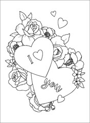 Valentines coloring Page - valentines day, love, heart, hearts, romance, romantic, couple
