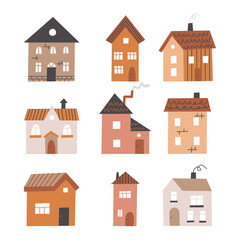 vector collection of flat-style houses