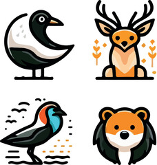 Baby animals  clipartl logo icon vector white background .