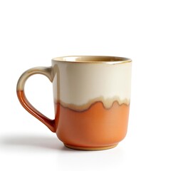 Ceramic coffee mug tea cup with handle stoneware pottery drinkware kitchenware isolated on white background