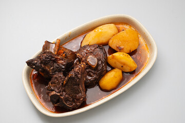 Chanfana a traditional Portuguese dish made of slow-cooked goat stewed in red wine