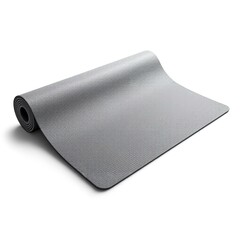 Gray yoga mat pilates exercise fitness workout gym floor covering rolled unrolled studio home training equipment 100