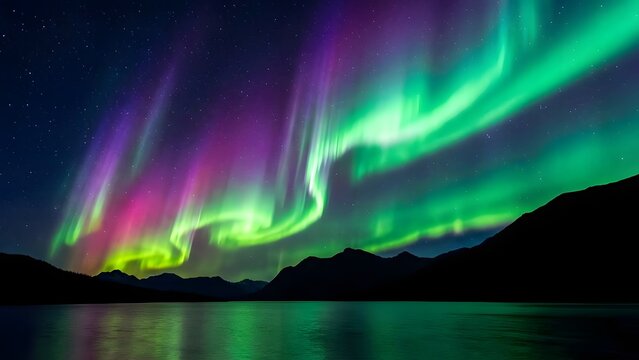 Vibrant green aurora at night - Powered by Adobe