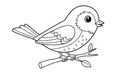 Adorable Cartoon Bird on Branch Coloring Page