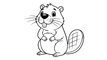 Cute Cartoon Beaver Coloring Page © Tanvir