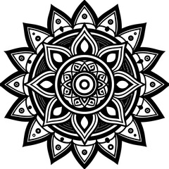 Intricate black and white mandala design