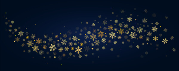 Snowflakes glitter wave border, snow curve vector background, Christmas sparkles confetti.