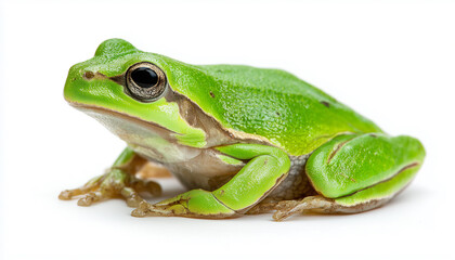 Green frog isolated on white background