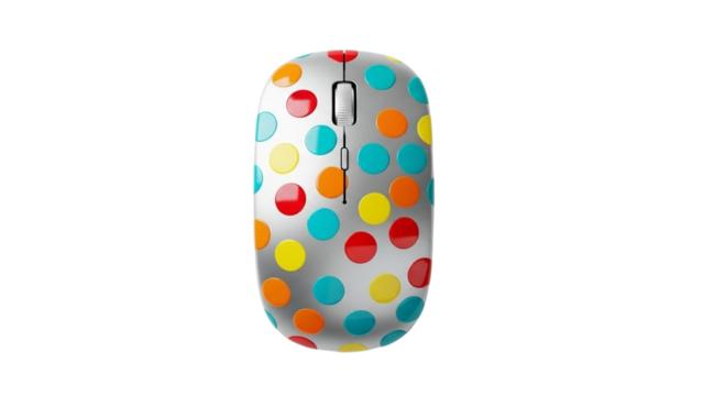 Colorful polka dot computer mouse isolated on black background isolated on white background isolated on transparent background - Powered by Adobe