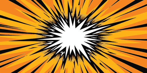 Abstract orange and yellow sunburst vector illustration with bright rays and light pattern design