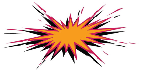 Fiery red and yellow sun vector art explosion pattern with star-shaped light elements