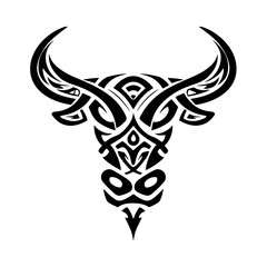 Dynamic tribal bull design graphic art modern aesthetic abstract style eye-catching visuals