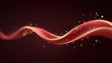 Red ribbon with gold glitter on it