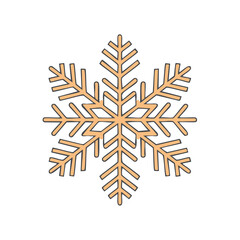 Hand drawn orange snowflake icon vector illustration for winter and Christmas decoration
