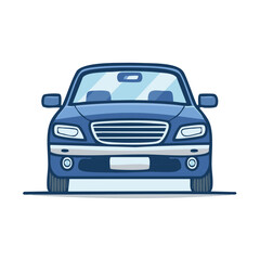 Modern Blue Sedan Car Front View Illustration