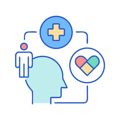 Obraz premium Holistic Approach to Mental Wellness Representation with Person, Heart and Medical Symbol