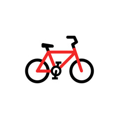 Modern red bicycle icon representing eco-friendly transportation and healthy lifestyle choices, perfect for sustainable living campaigns and cycling promotions