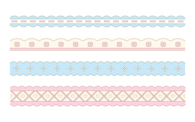 Cute lace ornament divider. Scallop edge ribbon border.