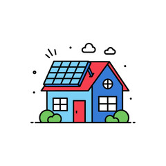 Charming home with solar panels for a sustainable future, showcasing eco-friendly living and renewable energy solutions in a vibrant, modern design