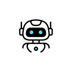 Friendly robot icon for tech startups and futuristic branding, perfect for AI apps and innovative digital platforms, clean and modern design for websites