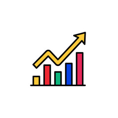 Dynamic bar graph showing positive growth and upward trend with vibrant colors, perfect for illustrating business success or financial progress reports